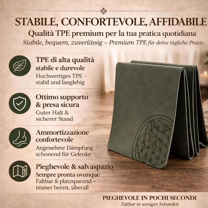 Rutschfeste, faltbare Yogamatte aus recycelbarem TPE, Yogamatte für Reisen, Yogamatte, Pilates, Fitn