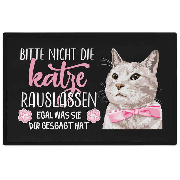 Trendation - Katzen Fussmatte Spruch Geschenk Katzenbesitzer Willkommen Aussen und Innenbereich 60x4