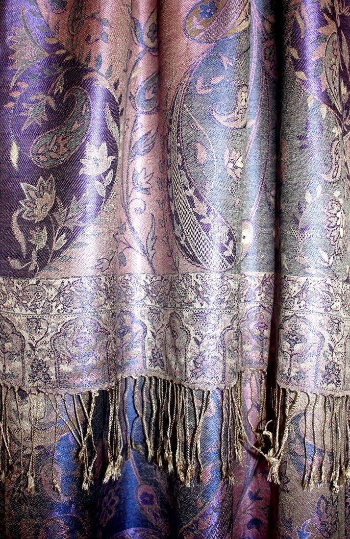 Lorenzo Cana Luxus Pashmina Damenschal Schaltuch jacquard gewebt 100% Seide 70 x 190 cm Paisley Must