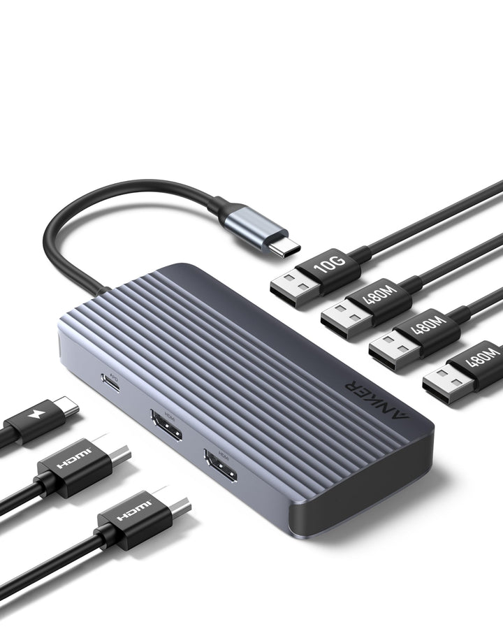 Anker 7-in-1 USB-C Hub, Dual Display USB-C Docking Station, Dual HDMI Display, 100W Stromzufuhr, 10G
