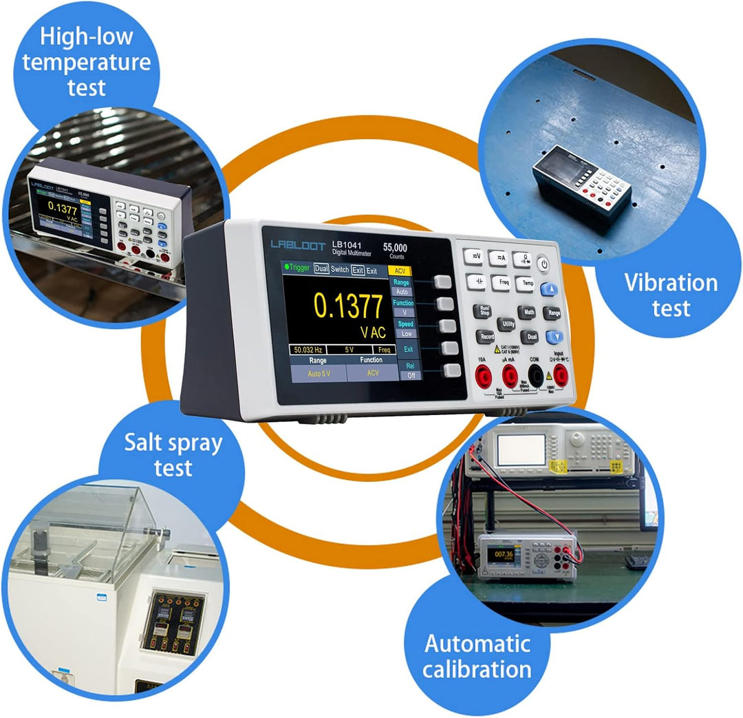 Labloot LB1041 USB Digitales Multimeter, 3,7 Zoll LCD-Bildschirm, 55000 Counts True RMS Temperatur M
