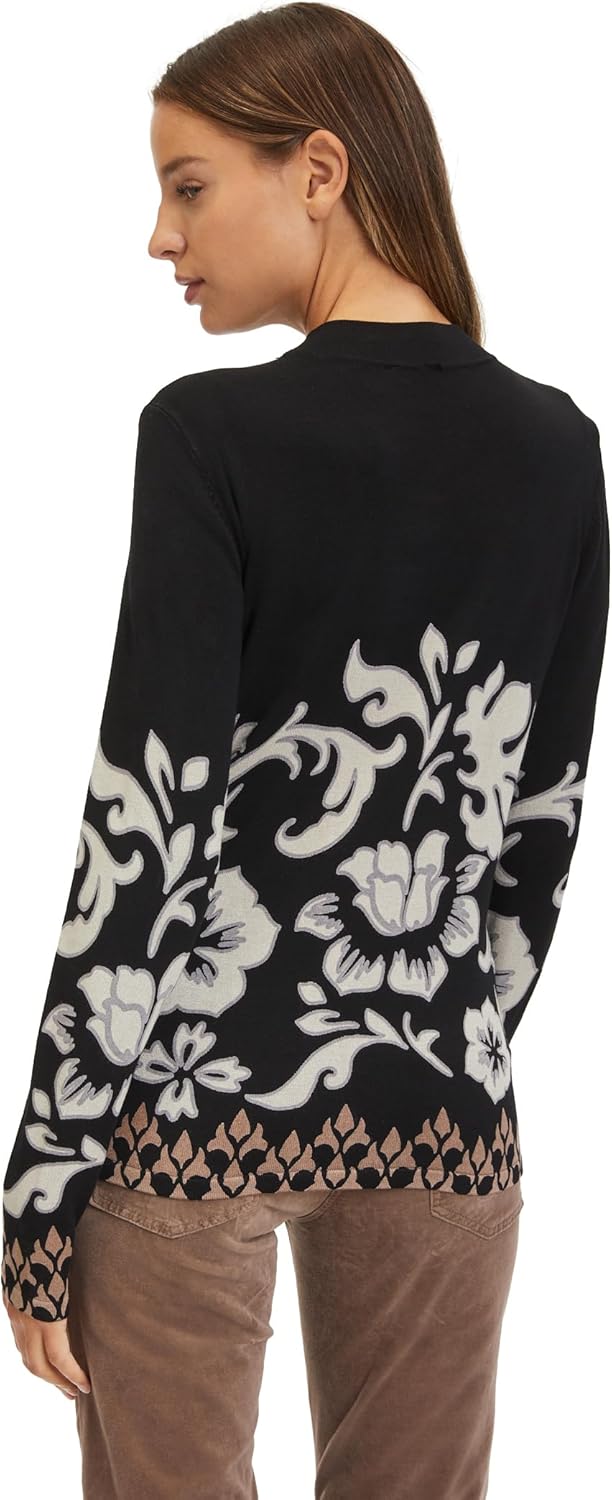 Betty Barclay Damen Feinstrickpullover mit Print 38 Black/Beige, 38 Black/Beige