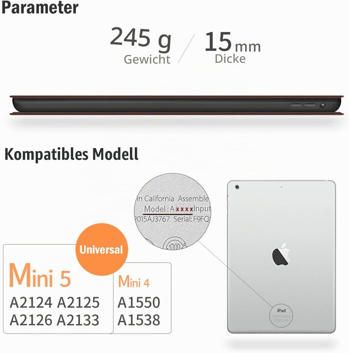 Antbox Hülle für iPad mini 5 2019 7.9 Zoll/iPad mini 4 mit Pencil Halter Auto Schlaf/Wach Funktion P