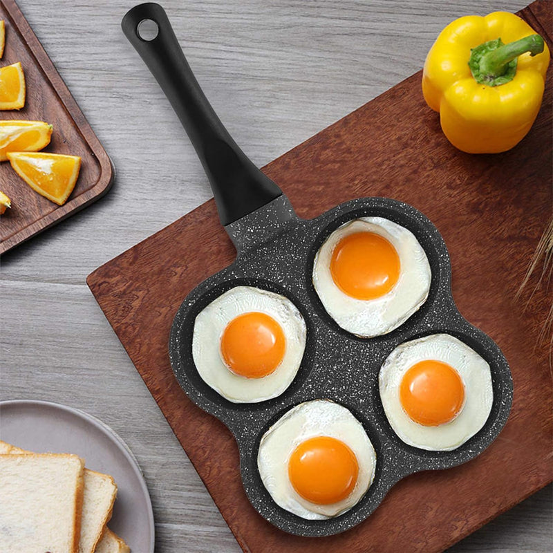 4-Loch-Pancake Pfanne,Non-Stick Omelett-Pfanne Burger Fried Pan Egg Maker mit Abnehmbarer Griff für