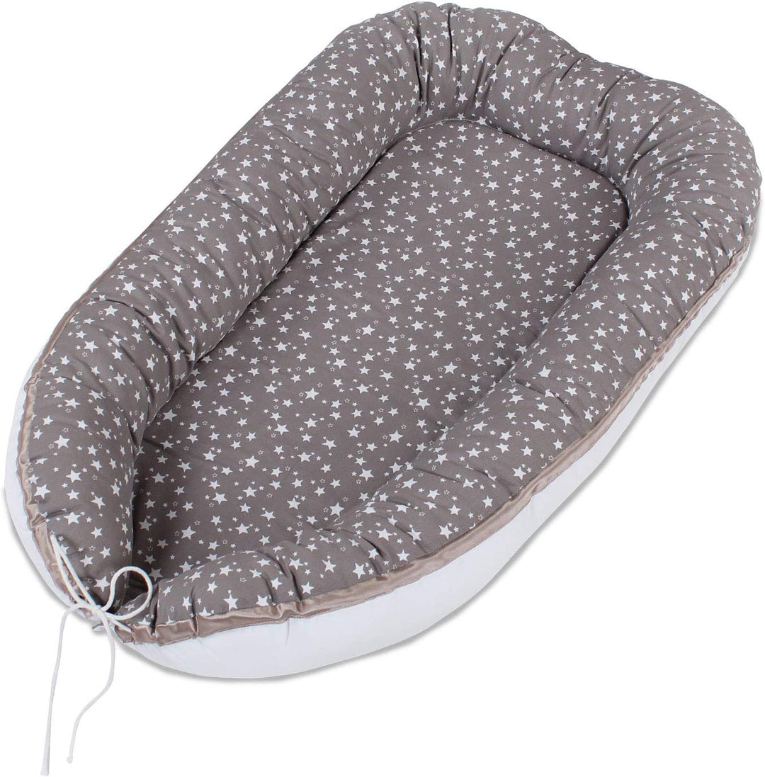 babybay Kuschelnest, taupe Sterne weiss, Taupe Sterne Weiß