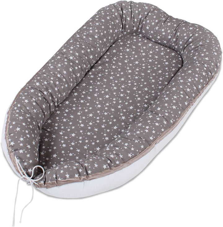 babybay Kuschelnest, taupe Sterne weiss, Taupe Sterne Weiß