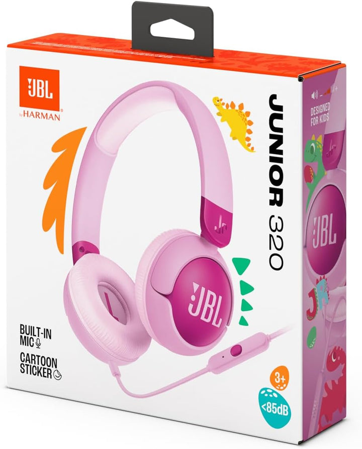 JBL Junior 320, On-Ear-Kopfhörer mit Kabel und eingebautem Mikrofon für Kinder, JBL Safe Sound, nied