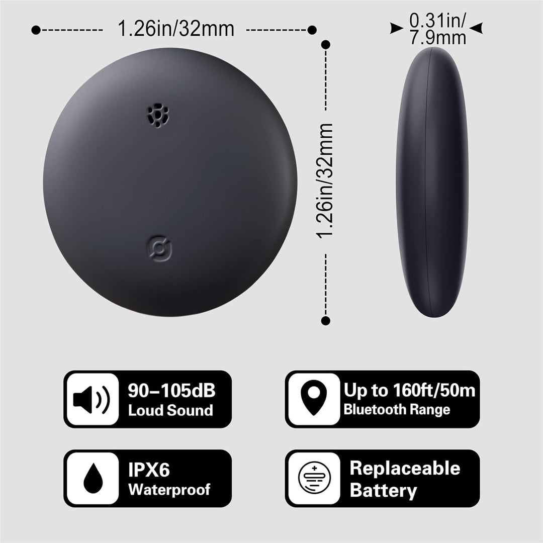 Reyke Smart Tag, kompatibel mit Google Find Hub, Android, Schwarz, 4er-Pack | Bluetooth-Tracker für