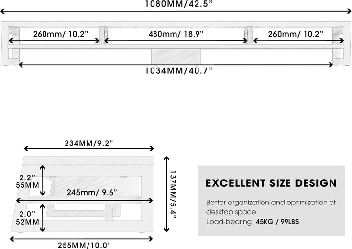 Fenge Dual Monitorständer Riser 108cm Grosse Computer Bildschirmständer für PC/Laptop/Fax/Drucker/TV