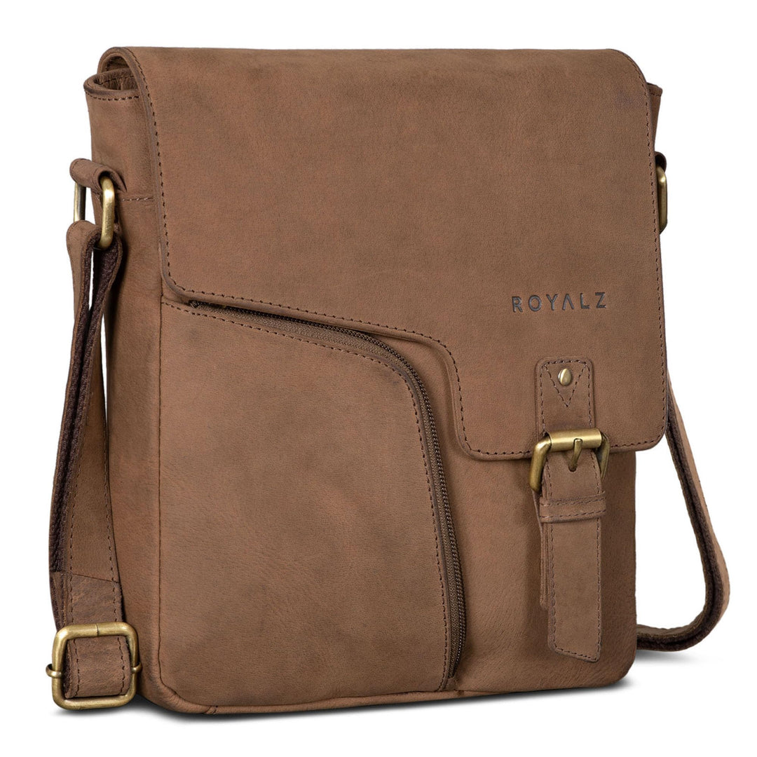 ROYALZ "Denver Moderne Vintage Umhängetasche Herren klein Leder - kleine Schultertasche aus Echtlede