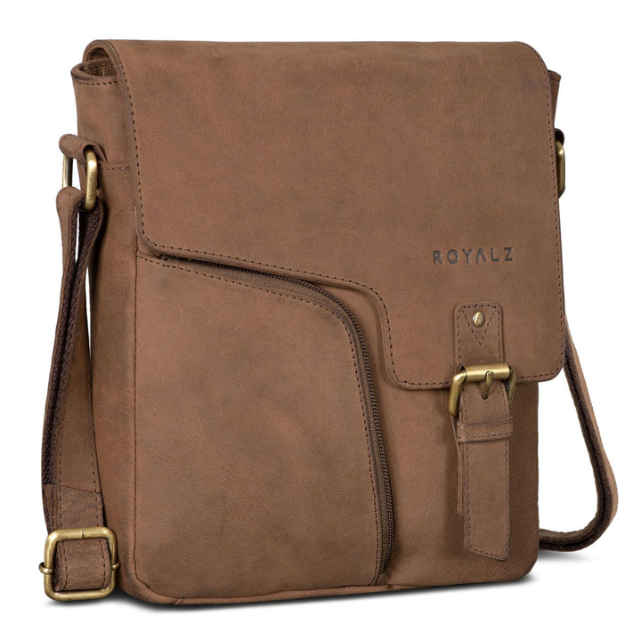 ROYALZ "Denver Moderne Vintage Umhängetasche Herren klein Leder - kleine Schultertasche aus Echtlede