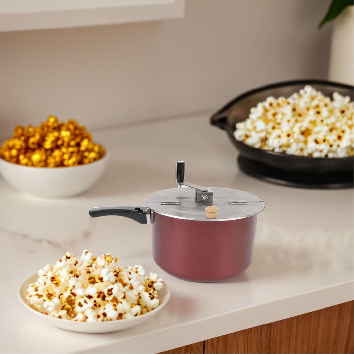 Edelstahl Popcorn Popper, Herdplatte Popcorn Maker handbetrieben, kompaktes Design, Popcorn Topf mit