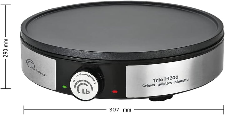 Little Balance 8383 Maxi-Crêpes Trio i-200 – elektrische Crêpes-Pfanne 3-in-1: Crêpes, Plancha, rege