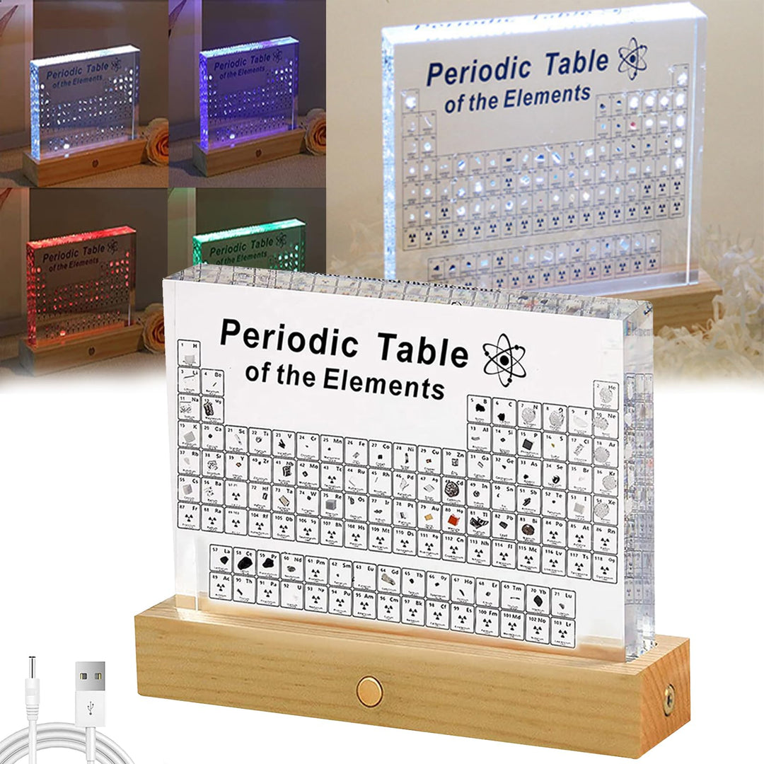 Periodensystem der Elemente mit LED-Lichthalter, Periodensystem Acryl, Periodensystem Echte Elemente