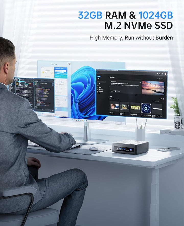 NiPoGi CK10 Mini PC 32 GB DDR4 RAM, Ιntel i5-12450H (bis zu 4,4GHz, 8C/12T) Mini PC WiFi 6, 1024 GB