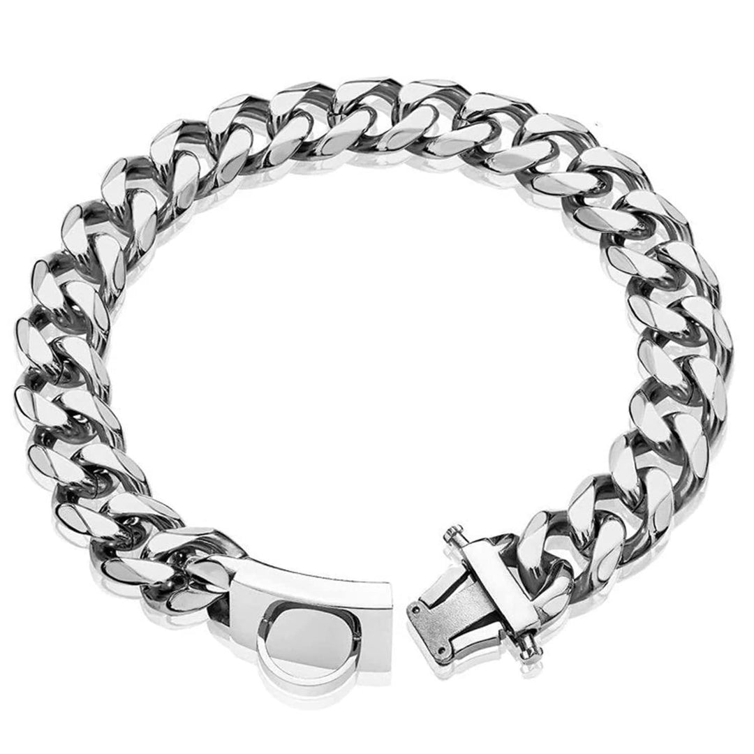 YOTHIWAD Hundehalsband aus Metall mit Sicherer Schnalle,Ketten Halsband Hund, Kubanische Gliederkett