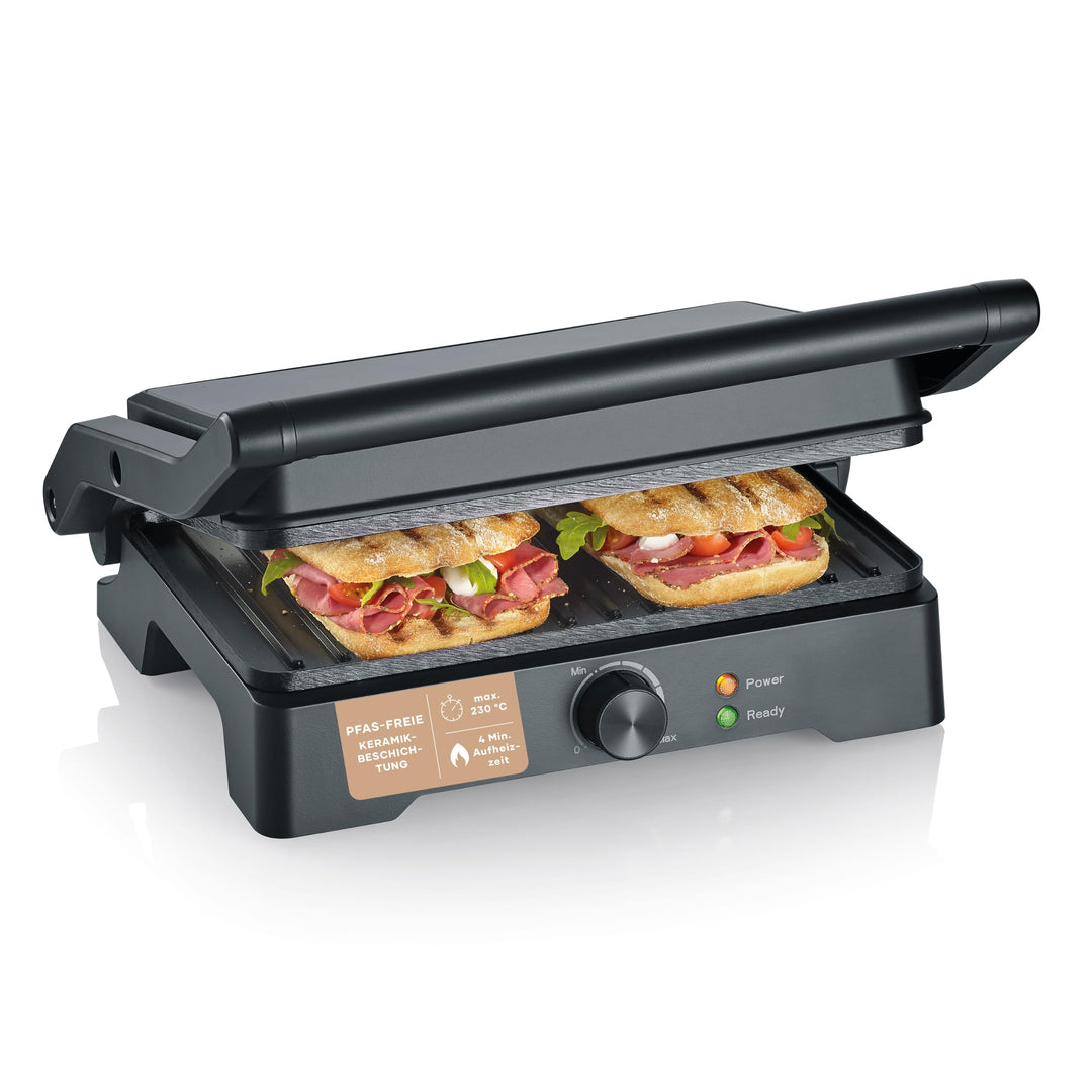 SEVERIN MultiGrill XL, hochwertige Keramikbeschichtung, grosse Grillfläche, PFAS-freie Grillplatten,