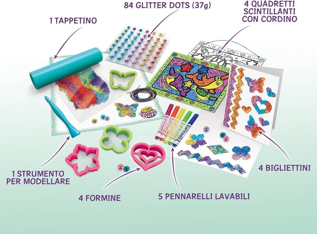 CRAYOLA - Glitter Dots, Sparkle Station super Set, glitzernde Dekorationen mit modellierbarem Glitte