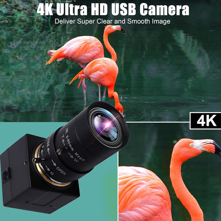 Svpro Webcam 4K UHD USB Kamera,10X Optischer Zoom Kamera mit 5-50mm Varifokalobjektiv, 3840x2160 Ult