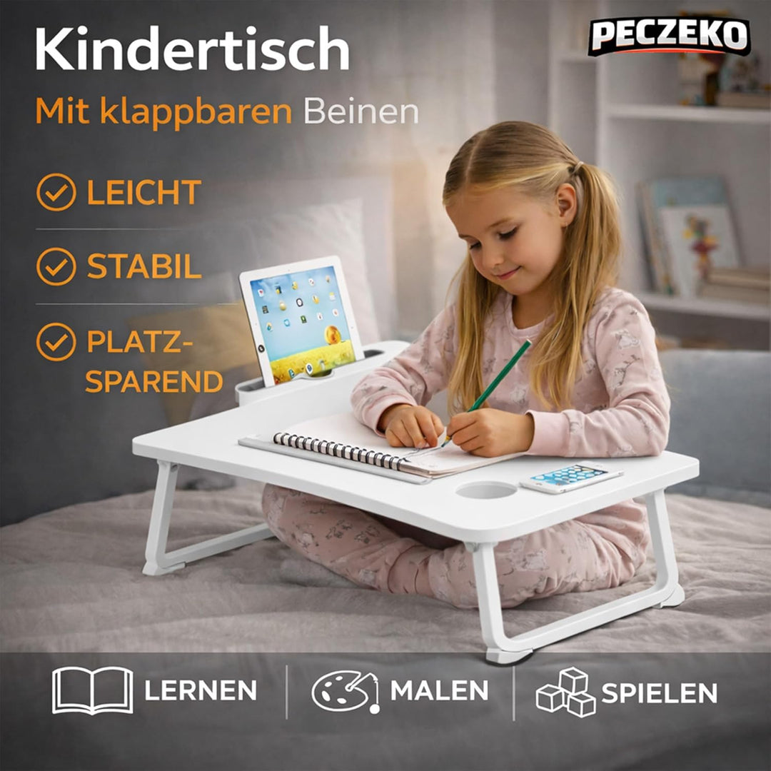 Laptoptisch Klappbar – Laptopständer mit Tablet-Halter, Frühstückstablett aus Holz, Tisch für Sofa u