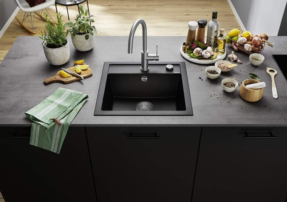 BLANCO DALAGO 5 | SILGRANIT schwarz | Einbauart: Einbau von Oben | mit Ablauffernbedienung | 50er Un