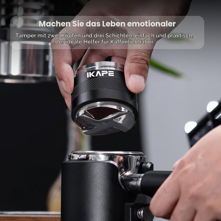 IKAPE Coffee Products, 53mm Kaffeeverteiler &amp; Handstampfer, Espresso-Verteiler mit Einstellbarer Tie