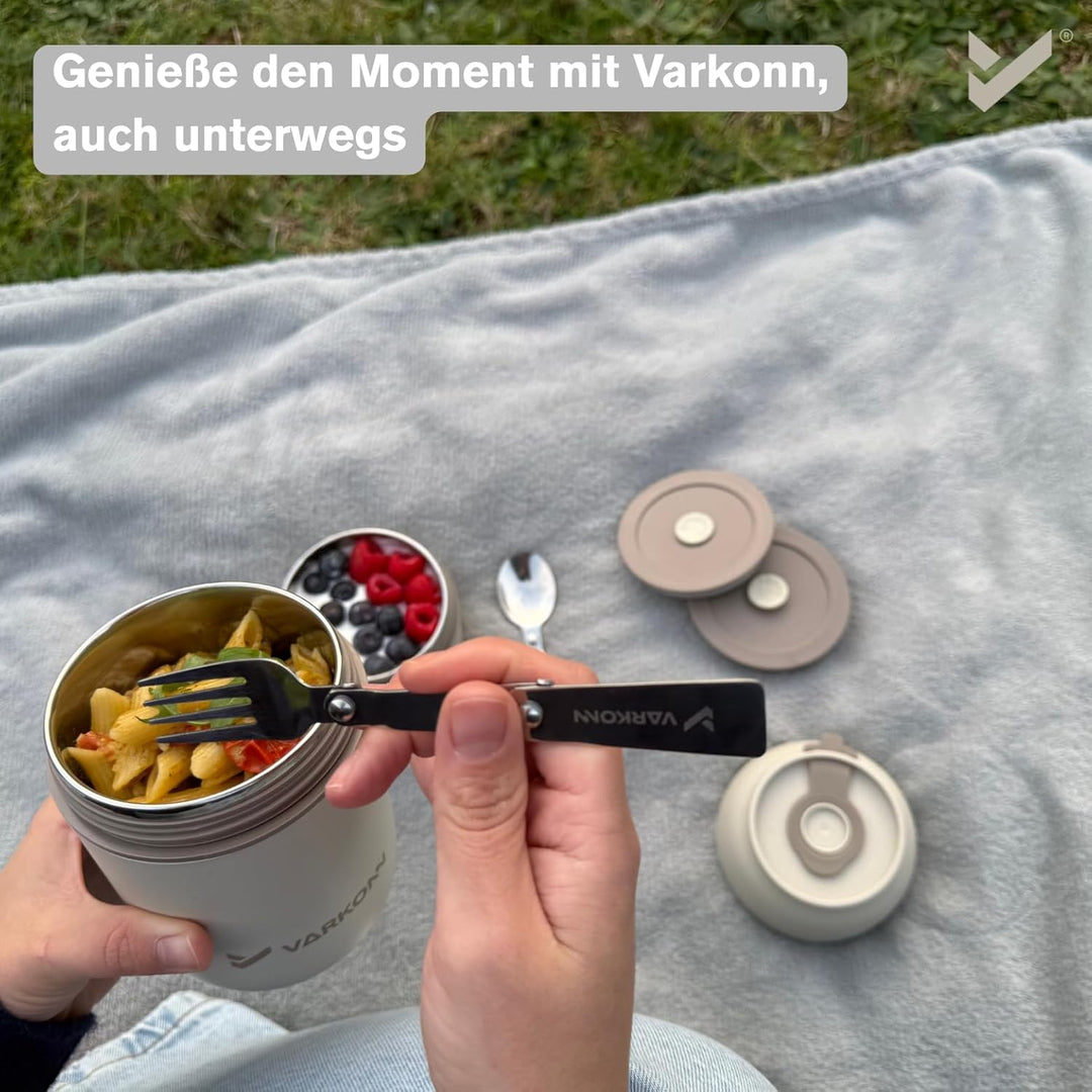 Thermobehälter für Essen 780 ml, faltbare Edelstahl Besteck, Für Kinder & Erwachsene, BPA frei, 100%