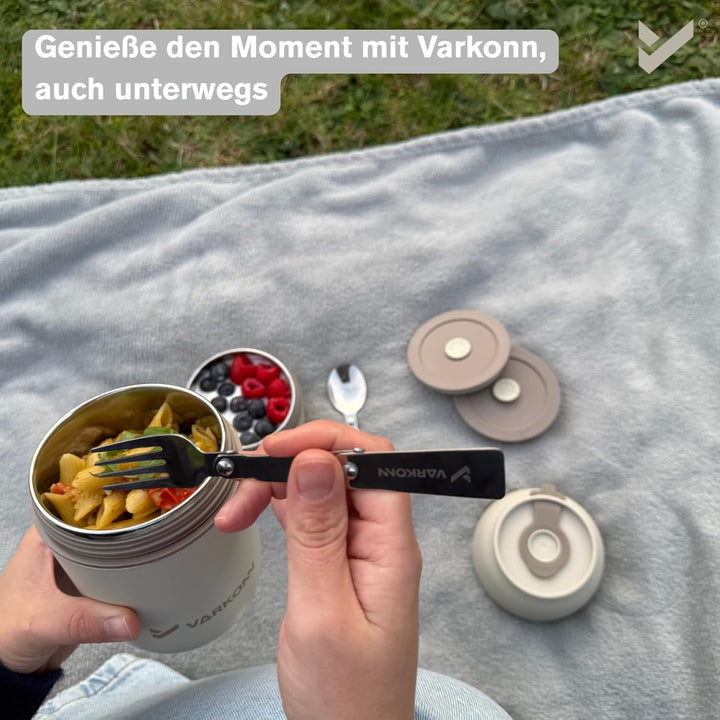 Thermobehälter für Essen 780 ml, faltbare Edelstahl Besteck, Für Kinder & Erwachsene, BPA frei, 100%