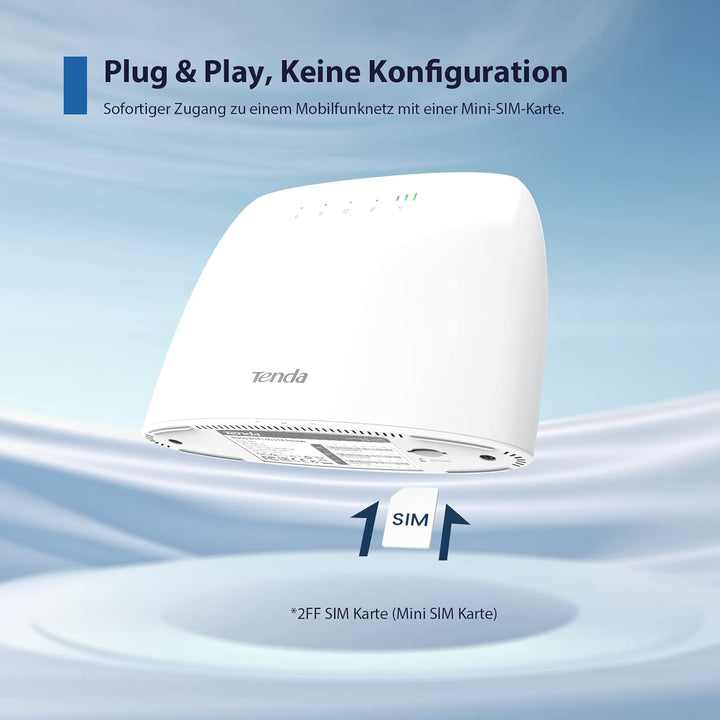 Tenda 4G03 4G LTE Router, WLAN Router für SIM-Karten (CAT4, 150Mbit/s im Download, 300Mbit/s 2,4GHz)