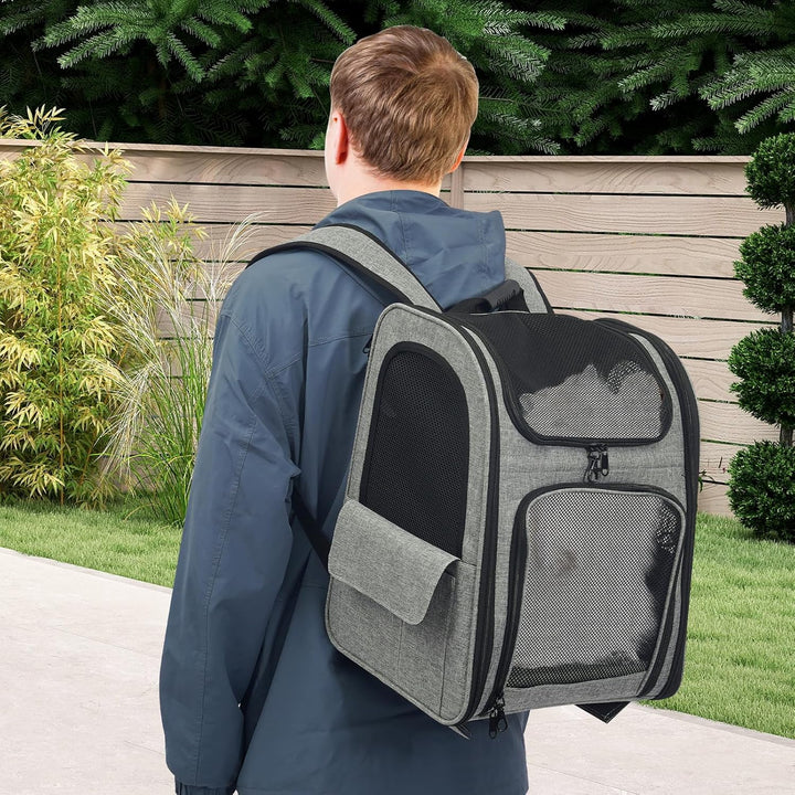 Hunderucksack mit Trolley, 2 in 1 Erweiterbar Hundetransportbox mit Rädern, Grosse Katzenrucksack bi