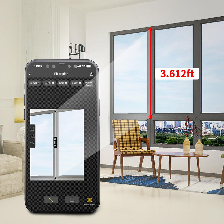 ACEGMET Laser-Entfernungsmesser Smartphone-App,Reichweite, 2 Wasserwaagen, Bluetooth,LCD-Display mit