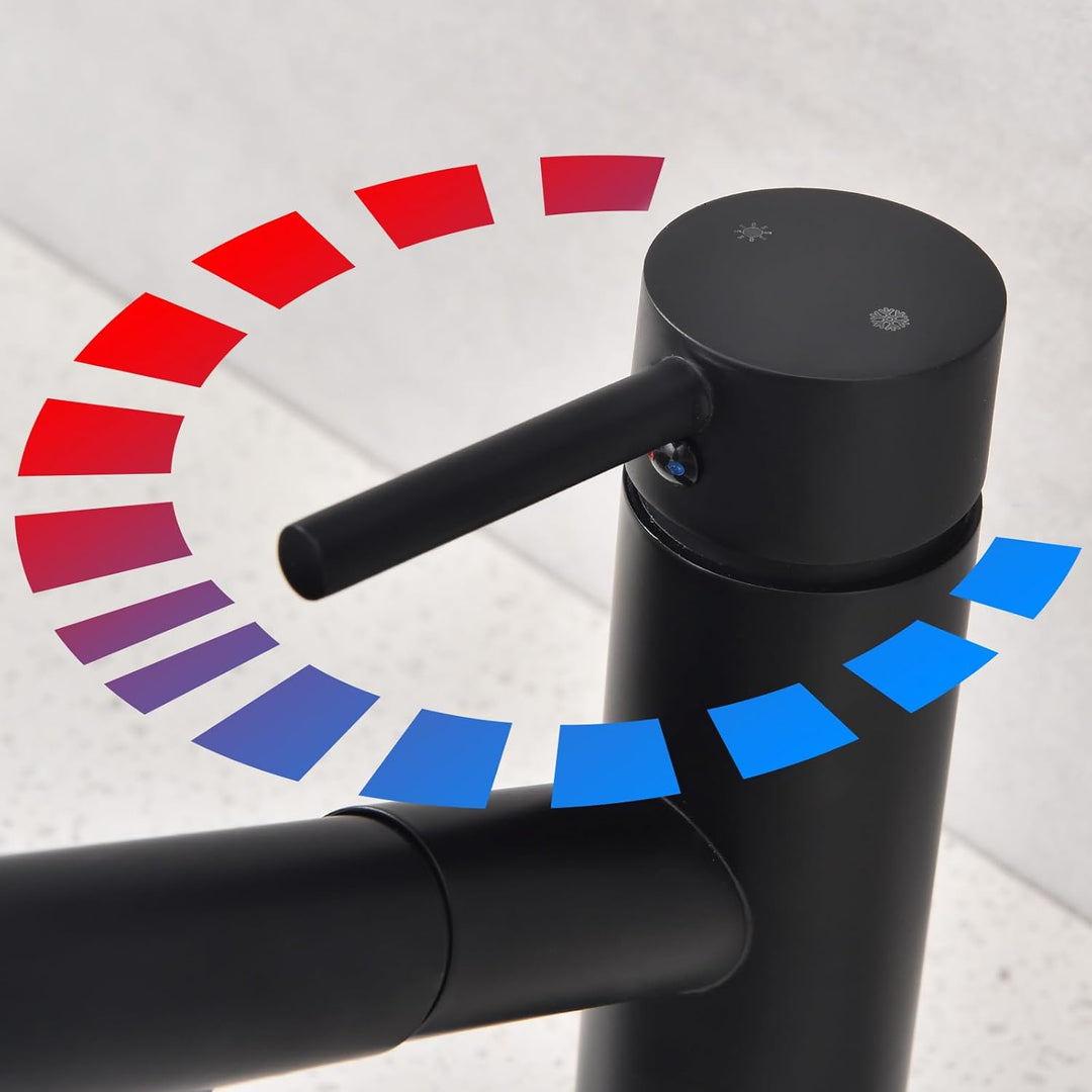 HOMELODY Wasserhahn Küche/Bad Schwarz Ausziehbar, Küchenarmatur mit Brause Zwei Wasserstrahlarten, A