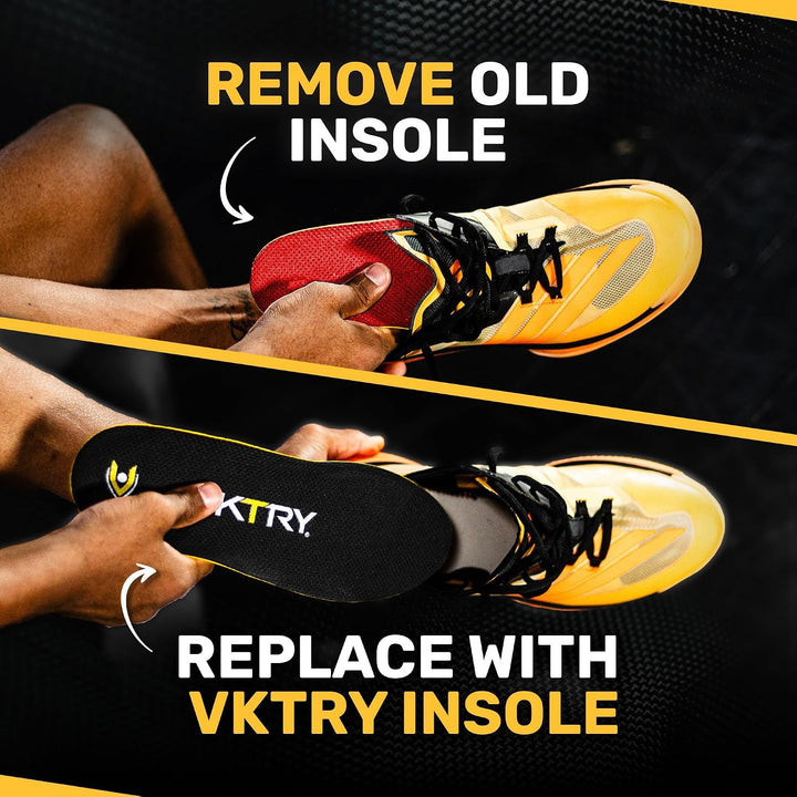 VKTRY Performance Einlegesohlen – Gold VKs – Kohlefaser Stossdämpfende Sportschuh-Einlegesohlen für
