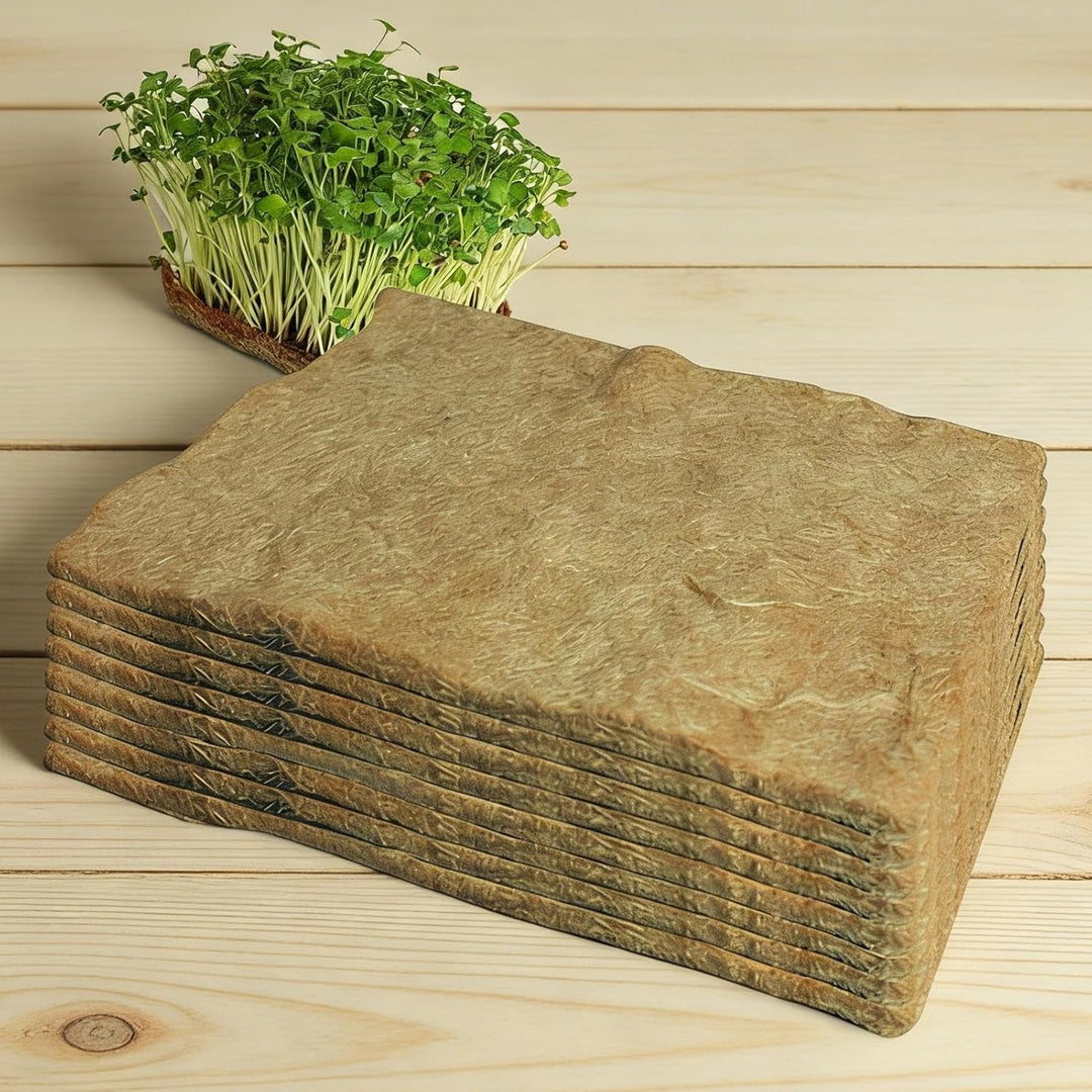 Hydrokultur-Anzuchtmatten,8 Stück Jute-Sämlings-Gemüseanzucht-Tabletts - 25x50 cm erdfreie Keimmatte