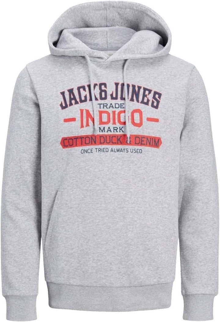 JACK & JONES Herren Jjnewdenim Sweat Hood Sweatshirt L Light Grey Melange, L Light Grey Melange