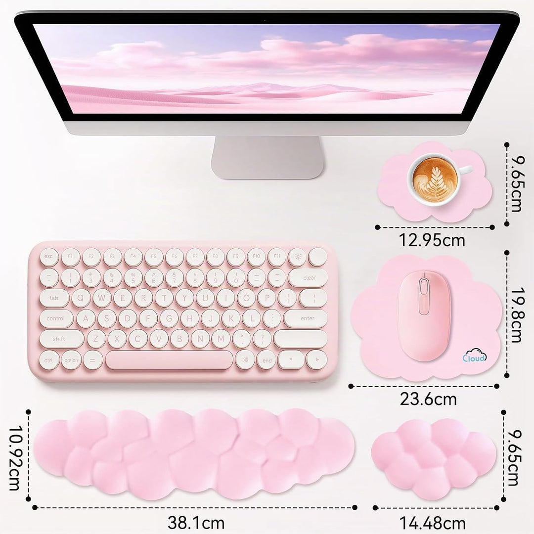 Memory‑Schaum Cloud Handballenauflage Tastatur‑Set, 4‑in‑1: Ergonomische Tastatur Handballenstütze &amp;