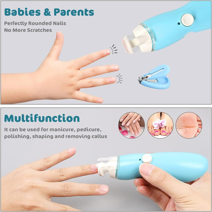 Vicloon Elektrische Baby Nagelfeile,12 in 1 Nagelpflege Nageltrimmer mit Ersatz-Aufsätzen und USB-La