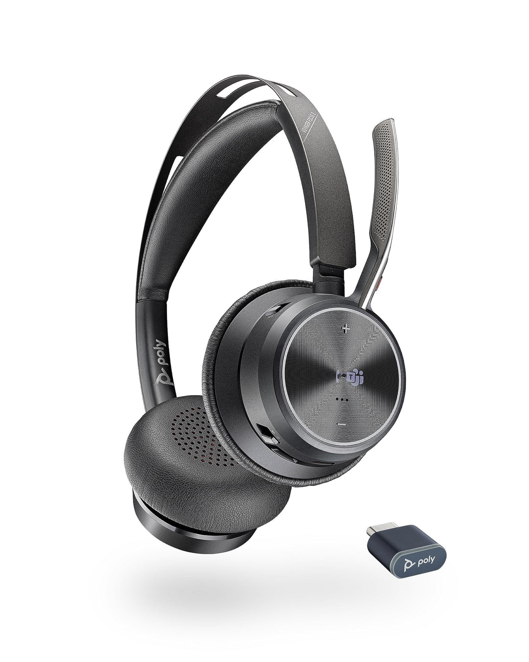 Poly - Voyager Focus 2 UC USB-C Headset (Plantronics) - Bluetooth Dual-Ear (Stereo) Headset with Boo