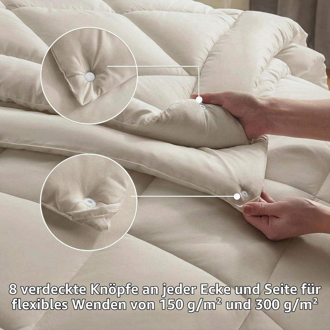 WAVVE Bettdecke 220x240 4 Jahreszeiten 2 teilig - Sommerdecke 150gsm+Ganzjahresdecke 300gsm＝Winterde