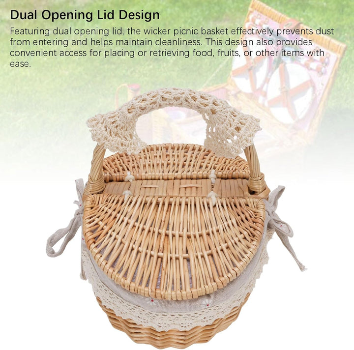 Wicker Picknick Korb, Abnehmbare Liner, Grosse Kapazität Hamper für Picknicks, Camping, Familien Ver