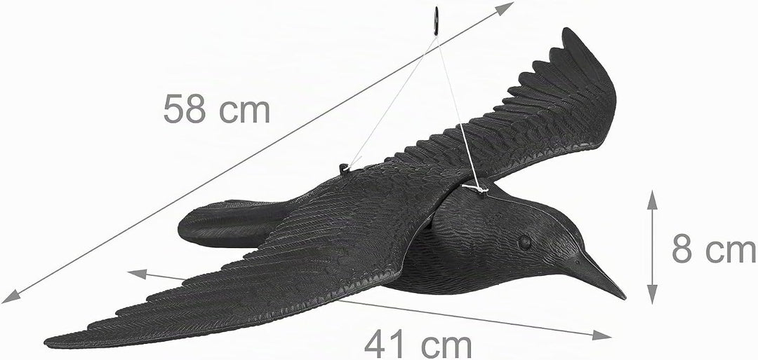 Relaxdays 2X Taubenschreck Krähe, Dekofigur als Vogelscheuche, stehende und Fliegende Figur für Taub
