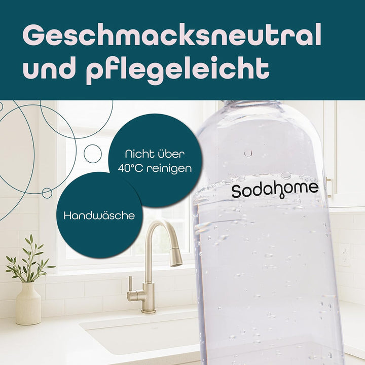 2x 0,85L PET Wasserflaschen Doppelpack - Ersatzflaschen für Wassersprudler mit Schraubgewinde - komp