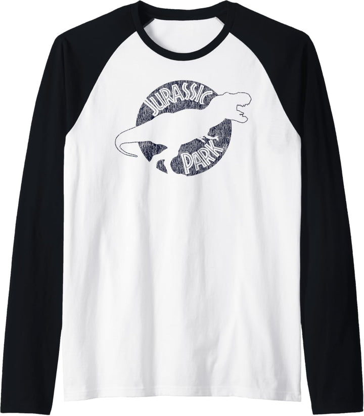 Jurassic Park T-Rex Outline Logo Raglan