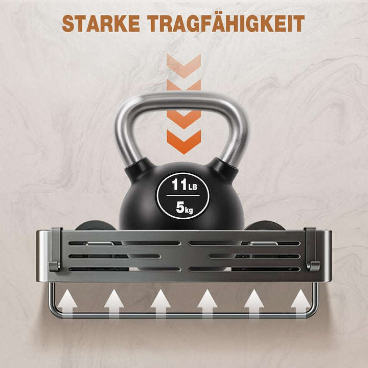 Lekesky Duschablage Ohne Bohren mit Handtuchhalter, Starke Saugnäpfe, Rostfreies Aluminium Badezimme