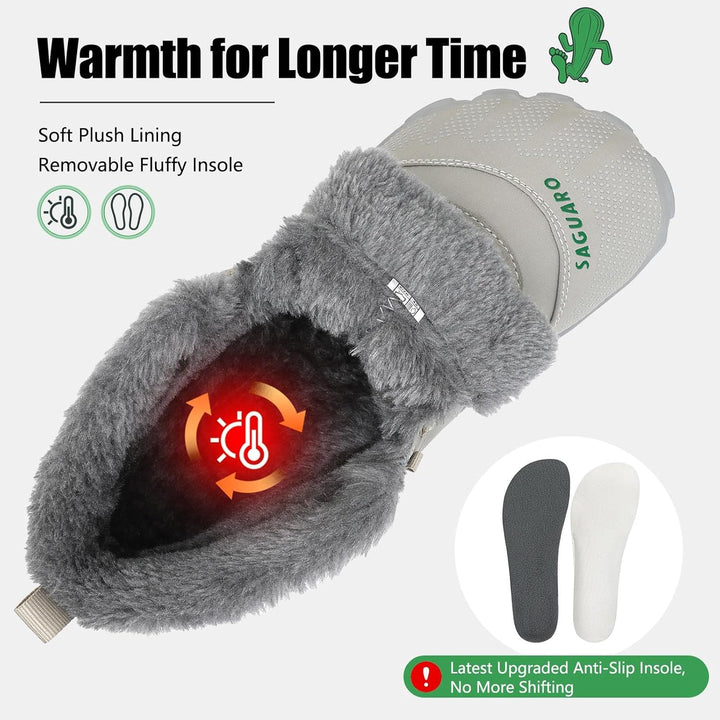 SAGUARO Barfussschuhe Gefüttert Herren Winterschuhe Damen Warm Winterstiefel 37 EU Weiss, 37 EU Weis