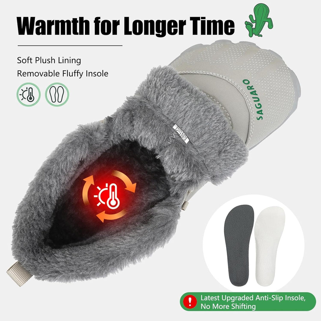 SAGUARO Barfussschuhe Gefüttert Herren Winterschuhe Damen Warm Winterstiefel 36 EU Weiss, 36 EU Weis
