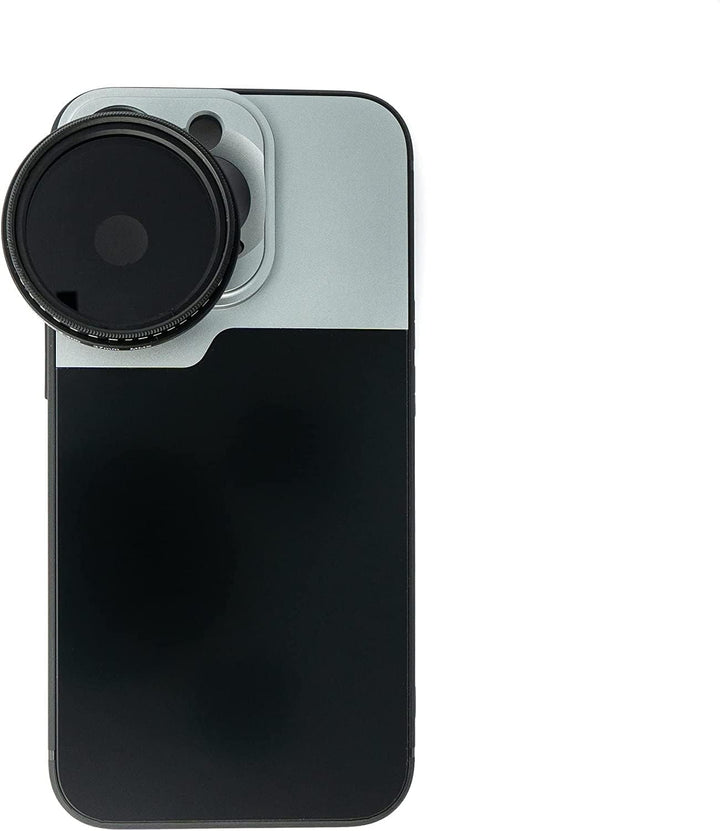 SYSTEM-S ND Vario Filter 37 mm 2 bis 4000 Neutraldichte mit Hülle für iPhone 14 Pro