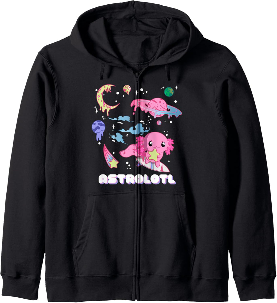 Axolotl im Weltall, Pastel Goth Vaporwave Design, Astrolotl Kapuzenjacke