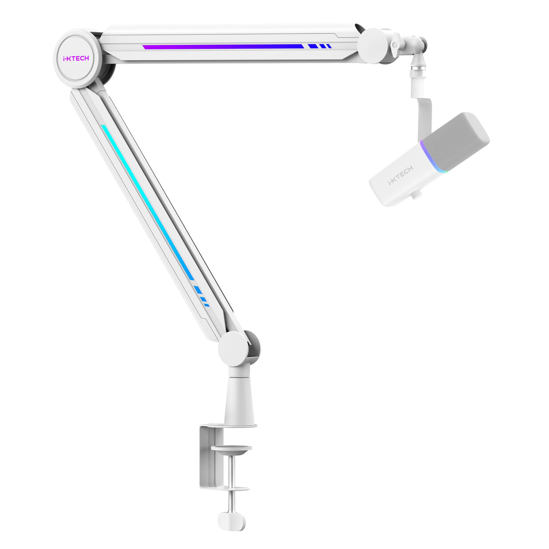 IXTECH RGB Mic Boom Arm High Profile, Overhead Boom Arm Mikrofonständer Schreibtischhalterung, verst