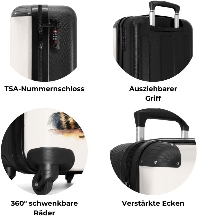 NoBoringSuitcases.com® Koffer Handgepäck Trolley Rollkoffer Kleine Reisekoffer mit 4 Rollen - Waschb